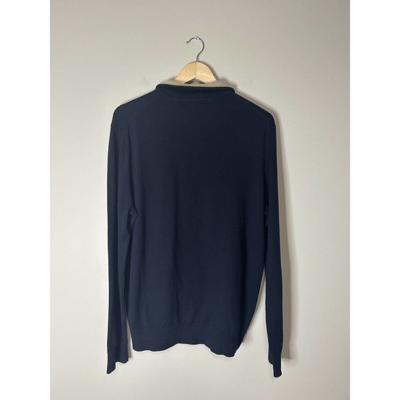 Banana Republic Men's Cashmere Blend Quarter Zip Navy Sweater Size Large - Picture 3 of 4